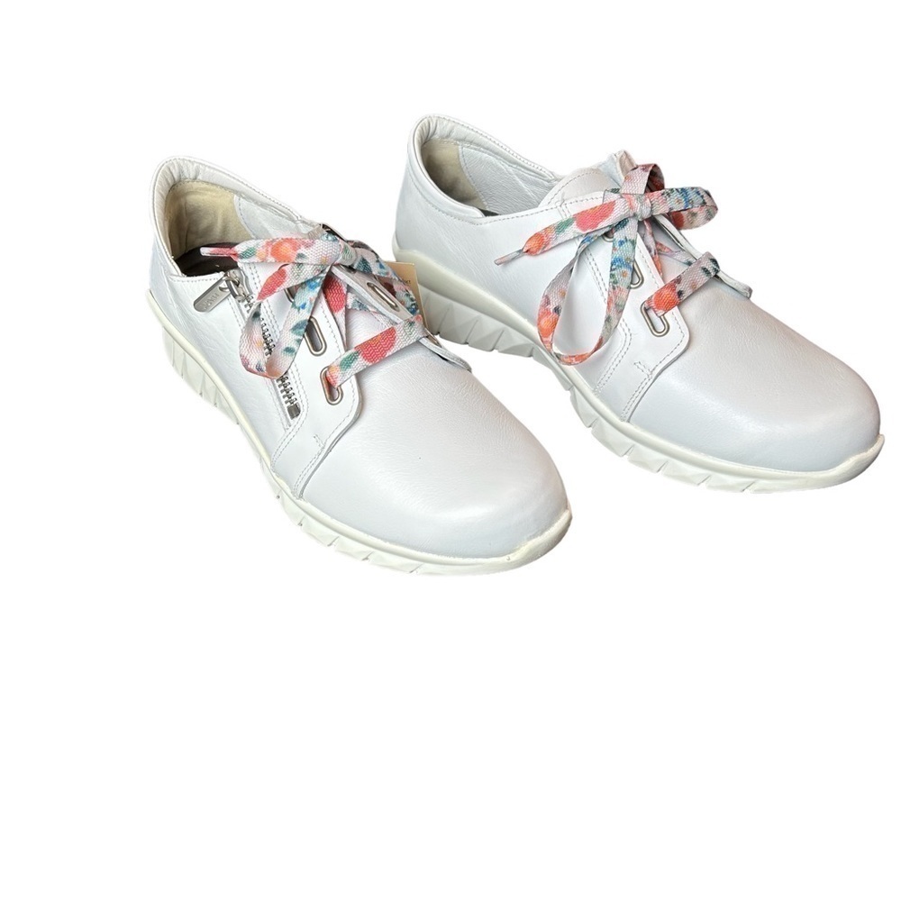 NAOT Eliot’s Top Quality White Leather Lace Up Side Zip Slip Sneakers - Picture 2 of 16